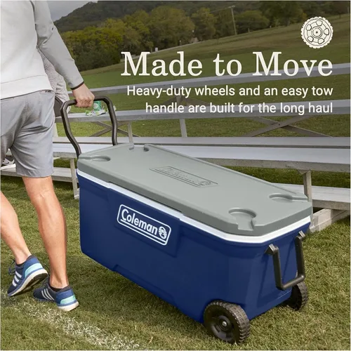 Miniatura 3 de Coleman Classic Series - Enfriador portátil aislado con ruedas, resistente a fugas, para exteriores, mantiene el hielo hasta 5 días, 100 cuartos