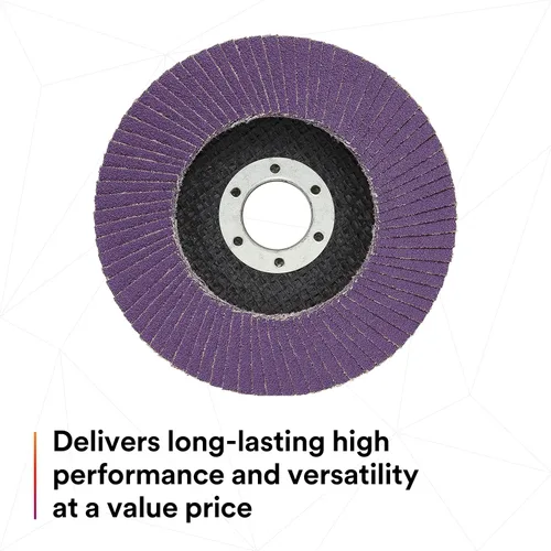 Miniatura 4 de 3M Disco de Solapa 769F, Tipo 27, 80+, 4-1/2 in x 7/8 in, Abrasivo de Alto Rendimiento, Disco de Rectificado y Acabado de Grano Cerámico