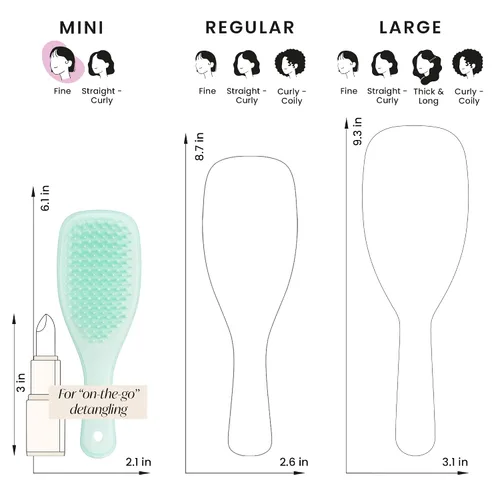 Miniatura 9 de Tangle Teezer Cepillo desenredante fino y frágil, elimina nudos y reduce la rotura, grande y tamaño de viaje, azul y menta