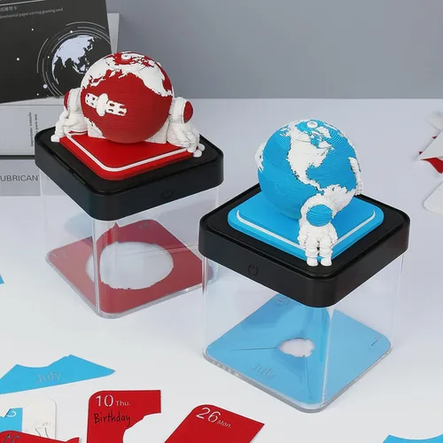 Miniatura 5 de Bloc de notas con calendario de piezas de tiempo 2026, calendario de escritorio 3D Earth 2026, bloc de notas con luz, calendario artístico 3D