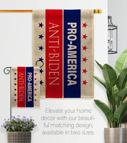 Miniatura 7 de Bandera de la casa de arpillera anti Biden de Estados Unidos, presidente político, demócrata, republicano, fiesta del té de Estados Unidos, pancarta