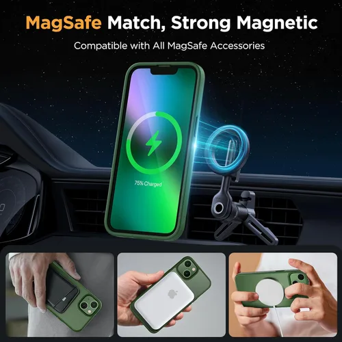 Miniatura 3 de Miracase - Funda magnética para iPhone 13 de 6.1 pulgadas (compatible con MagSafe) (con 2 protectores de pantalla), protección de grado militar