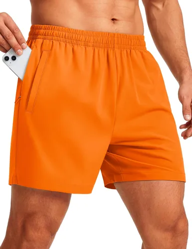 Miniatura 8 de MAGCOMSEN Pantalones cortos deportivos para hombre, 5 pulgadas, ligeros, para baloncesto, correr, entrenamiento, con bolsillos con cremallera
