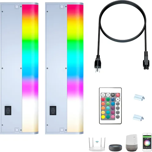 Miniatura 12 de Luces LED para debajo del gabinete cableadas, iluminación inteligente para debajo del gabinete habilitada para Alexa Google. Enchufe y cable