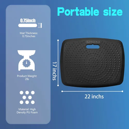 Miniatura 4 de Tapete Antifatiga para Piso de Cocina, Tapete Cómodo para Estar de Pie, Tapete Portátil para Escritorio de Pie de Oficina, Alfombra de Cocina