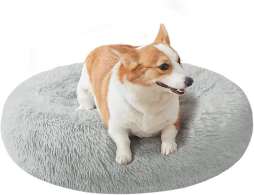 Miniatura 13 de Nisrada Cama para perros pequeños, medianos y grandes, 20 pulgadas, relajante, lavable, redonda, acogedora, suave, cama para mascotas para cachorros