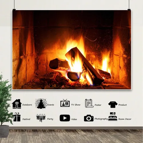 Miniatura 8 de Telón de fondo de leña ardiente de 5 x 3 pies, chimenea ardiente, fuego ardiente, bosques en llamas, fondo cálido, fotografía, invierno, camping