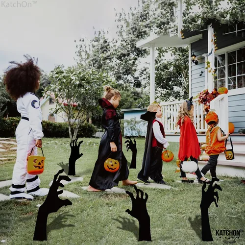 Miniatura 7 de KatchOn, Letreros aterradores de mano con estacas – Grandes, 16 pulgadas Letreros de patio de Halloween para decoraciones de Halloween al aire