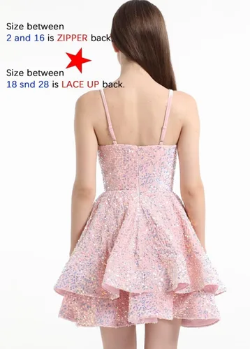 Miniatura 7 de Vestidos de fiesta de lentejuelas para adolescentes, vestido corto de graduación 2024 con cuello en V brillante, vestido formal de fiesta de cóctel