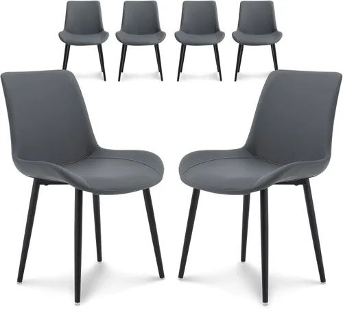 Miniatura 12 de seonyou Juego de 2 sillas de comedor tapizadas de piel sintética de mediados de siglo, cómodas sillas de comedor con marco de metal