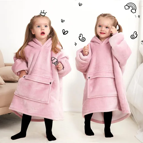 Miniatura 4 de KFUBUO Manta Ponible con Capucha para Niños Pequeños Manta Sherpa Sudadera Con Bolsillo Lindas Sudaderas con Capucha 2-6 Años de Edad Niña Lindos