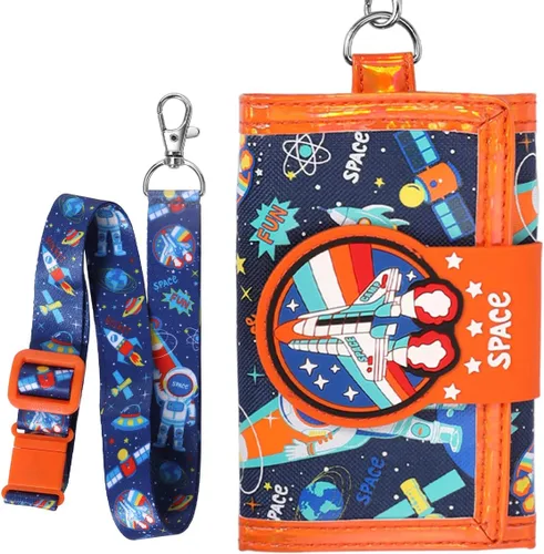 YOYTOO Billetera para niños de 4 a 18 años de edad, triple pliegue, billeteras de lona para niños, novedosas carteras, regalos para niños, Space,