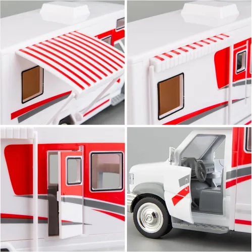 Miniatura 3 de BDTCTK Escala 1:28 DIY Autocaravana de lujo DIE-CAST Modelo de coche, aleación de zinc, vehículos de tracción fundidos a presión juguetes para niños