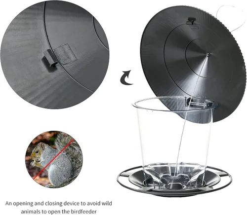 Miniatura 6 de Hanizi Comedero para Pájaros Colgante para Exteriores para Semillas de Aves Silvestres, Gris 02: Gris