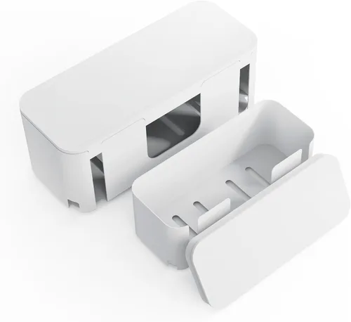 Miniatura 9 de Power Strip Hider Box - Organizador de gestión de cables, tamaño grande y mediano, color negro Power strip hider box hides cords and surge