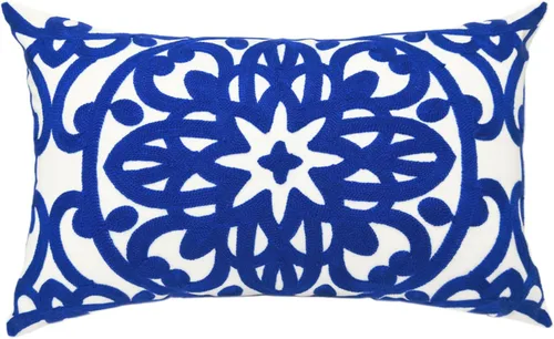 Miniatura 47 de Alysheer - Funda de almohada lumbar decorativa bordada 12" x 20", patrón de bordado clásico Boho Mandala, funda de cojín rectangular de algodón