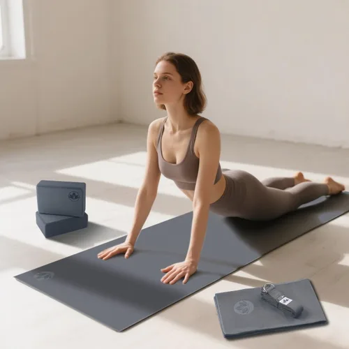 Miniatura 7 de Clever Yoga Juego completo de 7 piezas para principiantes, incluye esterilla de yoga de 0.236 pulgadas de grosor, 2 bloques de yoga, correa de yoga