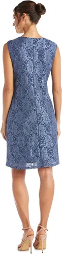 Miniatura 4 de R&M Richards Conjunto de 2 piezas de vestido y chaqueta con encaje adornado hasta la rodilla para mujer