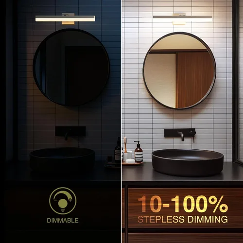 Miniatura 5 de ZAGO Lámpara de tocador de baño de 24 pulgadas sobre el espejo, LED moderna y rotacional montada en la pared, ajustable, cableada, con cable