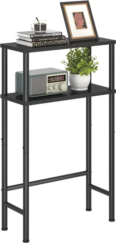 Miniatura 8 de Asgolion Mesa consola estrecha, mesa de entrada pequeña de 15.7 pulgadas, mesa de sofá de 2 niveles con almacenamiento, mesas consola delgadas