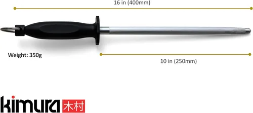 Miniatura 3 de Kimura® Acero de afilado profesional, varilla de afilado de 10 pulgadas, afilador de cuchillos de acero al carbono, acero magnetizado, mango