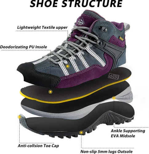 Miniatura 5 de Wantdo Botas de senderismo impermeables para mujer antideslizantes botas tácticas para senderismo al aire libre