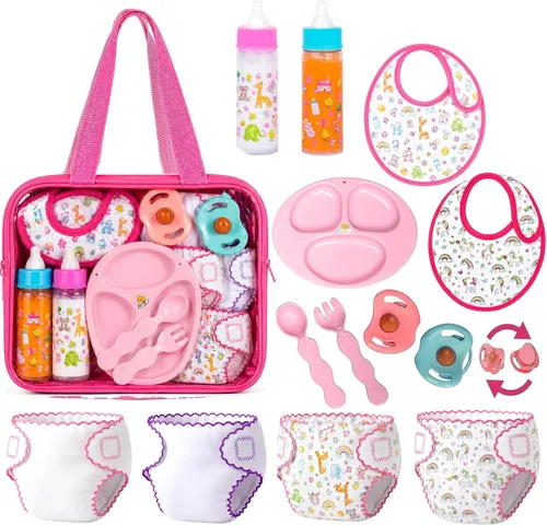 Miniatura 14 de fash n kolor My Sweet Baby Muñeca que Desaparece Juego de Alimentación Cuidado del Bebé Juego de Alimentación para Muñecas de 6 Piezas