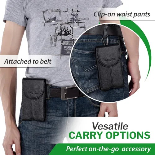 Miniatura 6 de Funda de cuero para caminar al aire libre para iPhone 17 Pro Max 16 Plus 15 Plus Samsung Galaxy S25 Ultra A15, funda para cinturón con clip