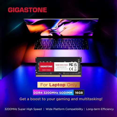 Miniatura 2 de 【Portátil DDR4 RAM solamente】GIGASTONE 16 GB DDR4 3200 MHz (2933 MHz o 2666 MHz) PC4-25600 (PC4-23400, 21300) CL22 1.2V SODIMM 260 pines sin búfer