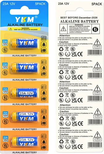 Miniatura 8 de YKM Batería alcalina de 23A de 12 voltios A23 MN21/23 L1028f de 12 V para ventilador de techo remoto abridor de puerta de garaje, paquete de 5