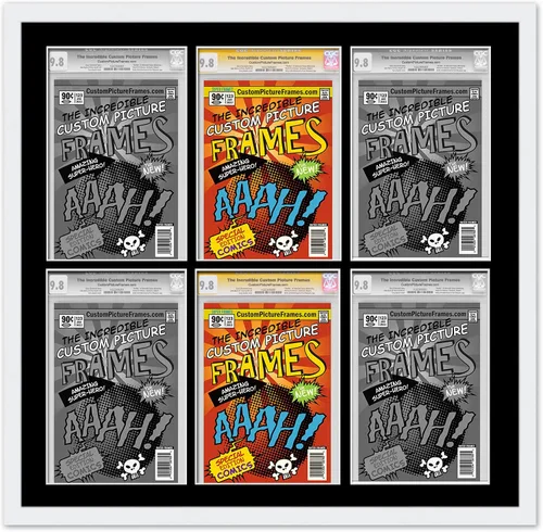 Miniatura 75 de Marco negro para cómics graduados Marco completo de cómics con paspartú de conservación negro y acrílico de grado UV Hecho para exhibir (6)