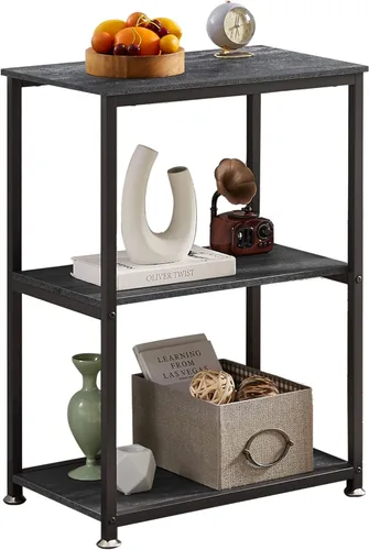Miniatura 13 de VECELO Tall End Side Table,30" Height Nightstand with 3-Tier Storage Shelf for Living Room Bedroom Office Hallway Study