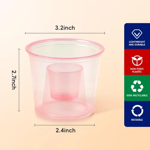 Miniatura 2 de JOLLY CHEF 100 vasos de bombardero desechables de plástico de color, altamente duraderos y reutilizables, perfectos para tomas de boda, día de San