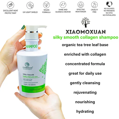 Miniatura 5 de Xiaomoxuan Juego de champú y acondicionador de árbol de té sin sulfato con máscara de colágeno para el cuidado del cabello encrespado