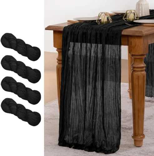 Miniatura 30 de MLMW Paquete de 6 Caminos de Mesa de Estopilla Azul Polvoriento para Revelación de Género Boho Gasa Rústica de Tela de Queso Camino de Mesa 160 Azul