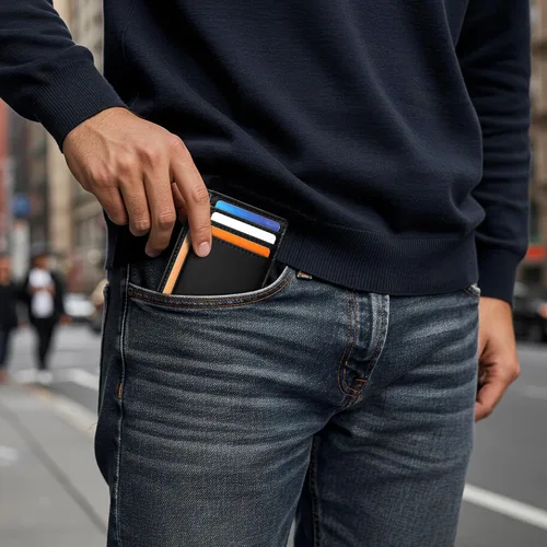 Miniatura 9 de Travelambo Billetera delgada con bolsillo delantero y clip para el dinero con bloqueo de identificación por radiofrecuencia, talla única