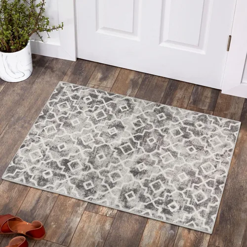 Miniatura 27 de Moynesa Alfombra marroquí lavable de 2 x 3 pulgadas, pequeña, azul, para cocina, baño, suave, antideslizante, de pelo bajo, moderna, geométrica