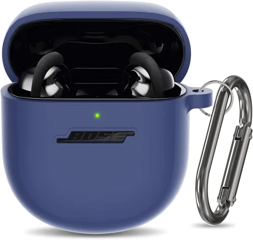 Funda de silicona para auriculares Bose QuietComfort II (2022) y QuietComfort Ultra (2023), funda protectora a prueba de golpes con llavero para Azul