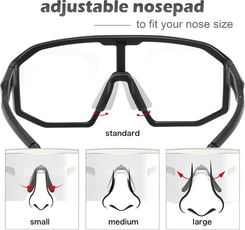 Miniatura 7 de Gafas de ciclismo fotocromáticas para hombres y mujeres, gafas de sol deportivas transparentes, para montar en bicicleta de montaña, MTB