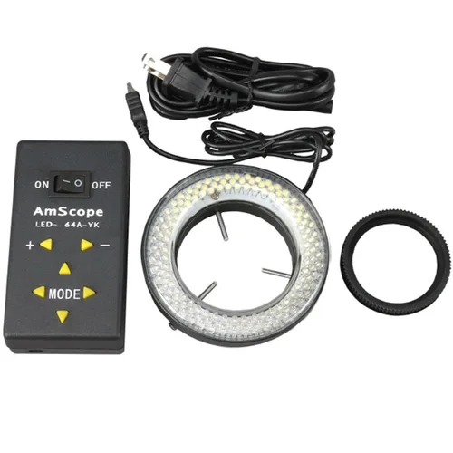 Miniatura 8 de AmScope Luz de anillo de microscopio LED-64-ZK con adaptador, blanco