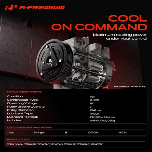 Miniatura 2 de A-Premium Compresor de aire acondicionado con embrague compatible con Jeep Wrangler 3.8L 2007-2011 Sport Utility