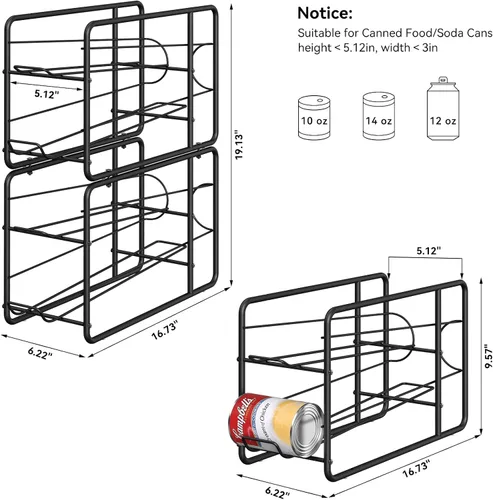 Miniatura 5 de MOOACE Paquete de 4 Estantes Dispensadores de Latas, Organizador Soporte Apilable de Almacenamiento de Latas para Alimentos Enlatados Gabinete