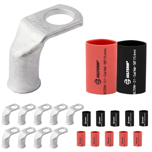 Miniatura 116 de SELTERM 5 piezas terminales de cable de cobre estañado 1/0 AWG perno de 1/2", extremos de cable de batería, terminales de anillo, conectores