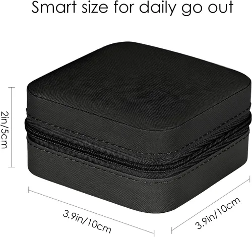 Miniatura 5 de MJartoria Joyero de viaje, pequeñas cajas de joyería para mujeres y niñas, caja organizadora de joyas portátil negra, regalos de moda