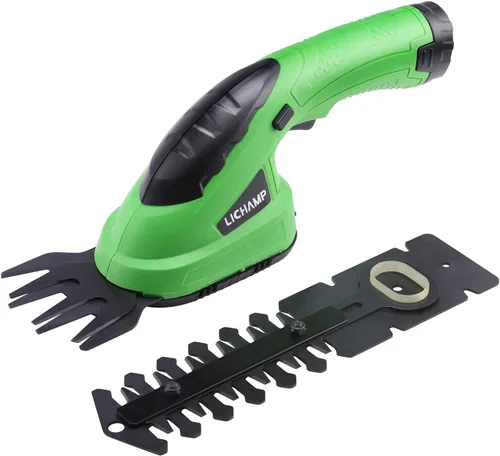 Lichamp CGS-3601 CGS-3601 - Cortadora de setos eléctrica de mano 2 en 1 con batería recargable para jardín y césped, CGS-3601 Verde