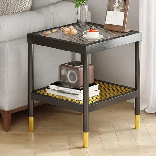 Miniatura 6 de Mesa de Centro Small Side Table Glass & Metal End Table 2-Tier Night Stand with Storage Rack Nordic Simple Bedside Coffee Table for Living Room Tea