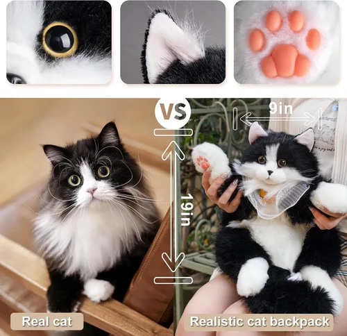 Miniatura 2 de Chongker Mochila con forma de gato Calico, negro (BlackCat), Grande, Mochila Gato Negro