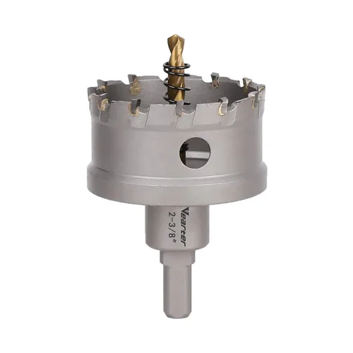 Miniatura 23 de Sierra perforadora de carburo de 1-1/2 pulgadas (1.496 in) para metal duro, cortador de agujeros con punta de carburo de tungsteno con broca piloto
