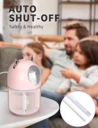 Miniatura 4 de Humidificador de Niebla Fría, Mini Humidificadores de 300ml con Luz Nocturna, Humidificador de Aire con Apagado Automático sin Agua, Humidificadores