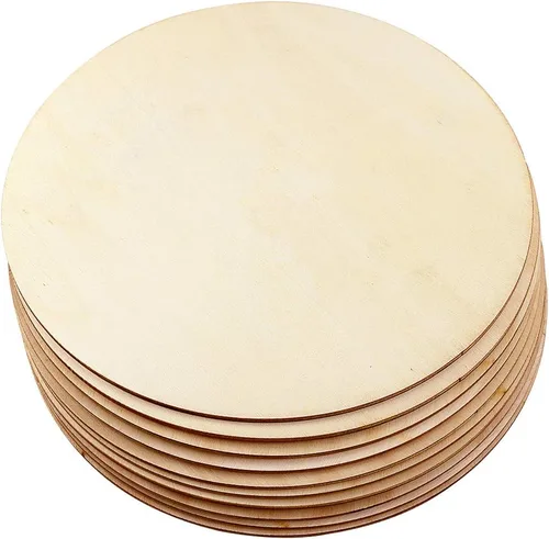 Paquete de 10 círculos redondos de madera natural sin terminar de 8 pulgadas para manualidades, pirografía, pintura, grabado, decoración del hogar